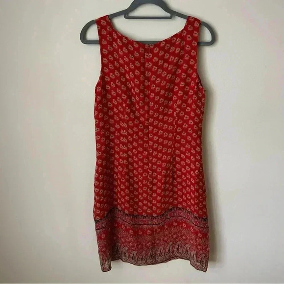 Vintage Robbie Bee Burnt Orange Red Paisley Pattern Sleeveless Silk Dress 10 - Picture 4 of 5